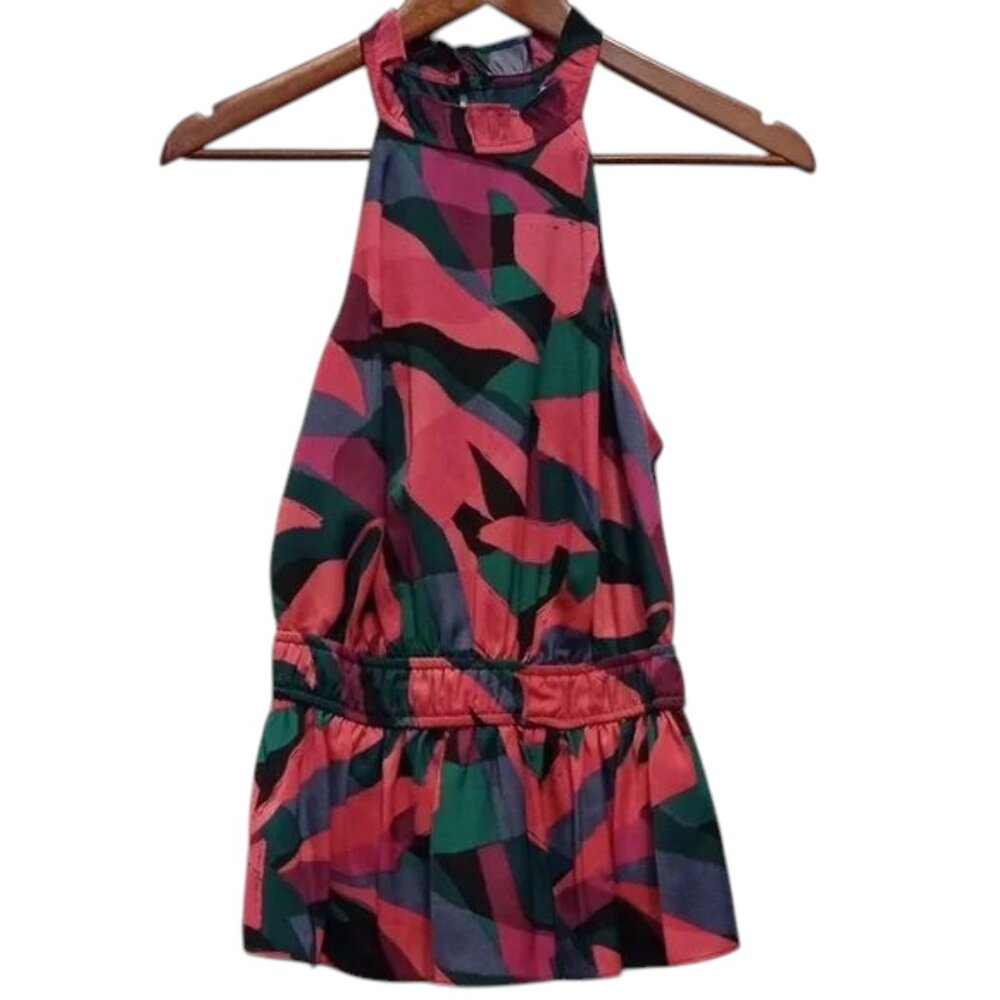 Nine West Green Pink Halter Top Women’s Small Summer Tank